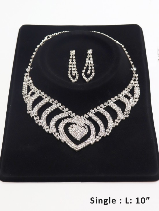 Adjustable Rhinestone Necklace And Earring Set